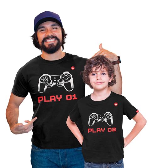 KIT CAMISETAS OU BLUSAS DE MOLETOM PAI E FILHO PLAY 01 E PLAY 02