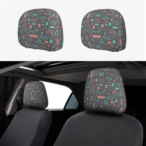 Pcs Car Headrest Cover Abstractly Geometry A Breathable Flexible