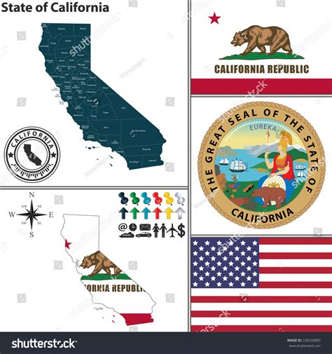 Vector Set California State Seal Icons Stock Vector (Royalty Free ...