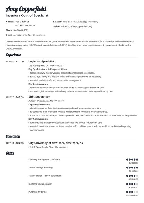 Logistics Resume Sample Skills Cv For Specialists