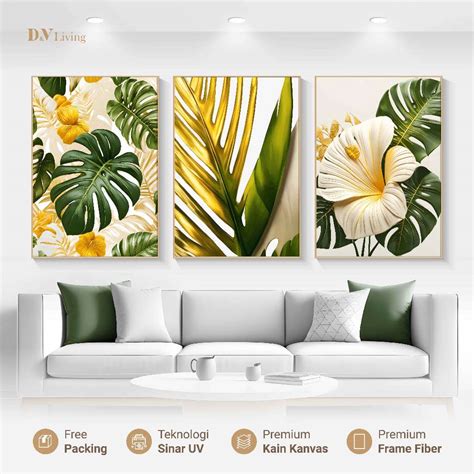 Jual DVLIVING Hiasan Dinding Ruang Tamu Minimalis 80x57cm 40x57cm 3 PCS