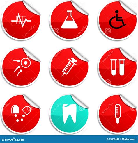Medical stickers. stock vector. Illustration of round - 13850644