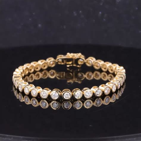 3 5mm Round Brilliant Cut Moissanite 14k Yellow Gold Tennis Bracelet