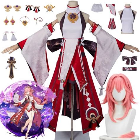 Anime Genshin Impact Yae Miko Guuji Yae Cosplay Costume Halloween Women