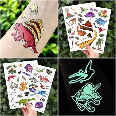 Estilos De Tatuajes Temporales De Dinosaurio Para Fiestas Infantiles