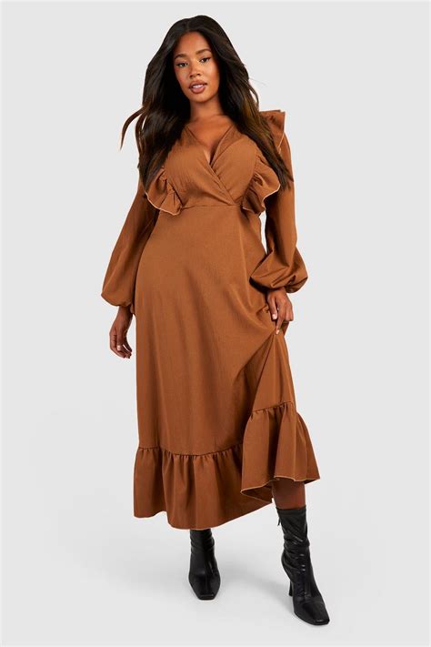 Plus Frill Front Midaxi Dress Boohoo Uk