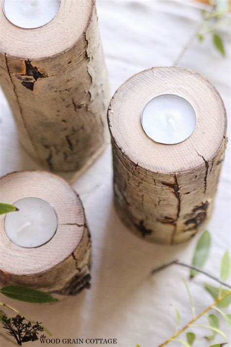 DIY Tree Limb Tea Light Holder - The Wood Grain Cottage