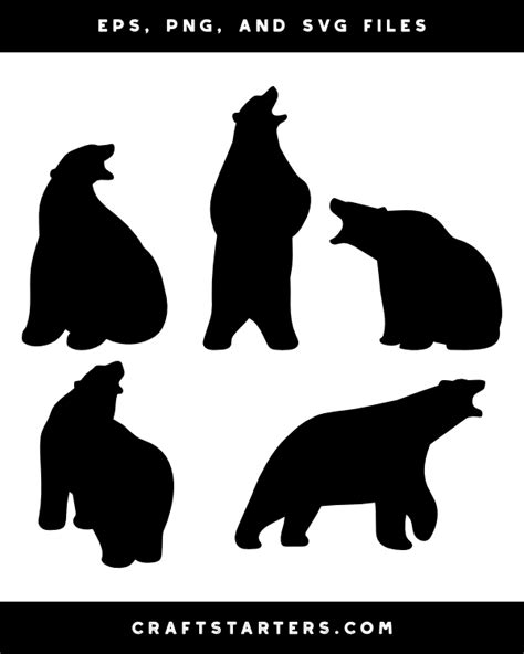 Roaring Polar Bear Silhouette Clip Art