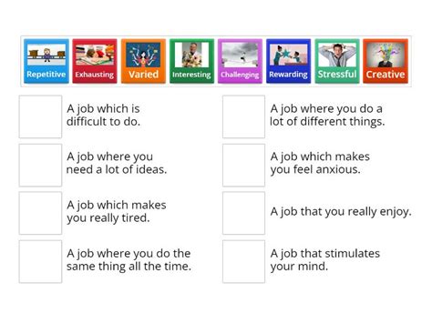 Adjectives To Describe Jobs Match Up