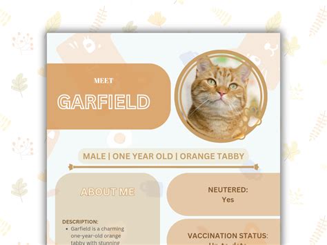 Pet Resume Canva Template Digital Product Adoption Etsy