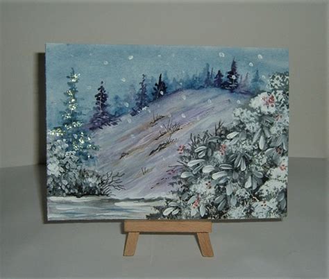 Watercolour Snowscene Andscape Original Art Painting Ref F