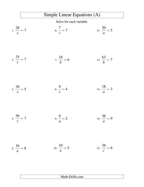 Solve For X Worksheet