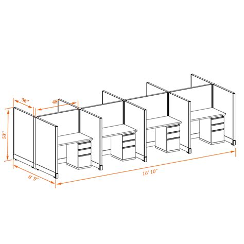 Hot Desk 39h Integrated Power Office Cubicle Desk 53h 8pack Cluster