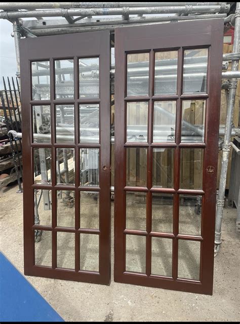 Reclaimed Pair Of Wooden Glass Panel Doors 775 X 30 A And D Reclaim