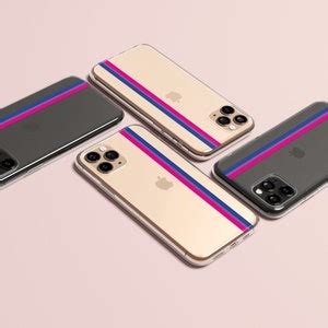 Bisexual Pride Flag Minimalist Stripe Gay Clear Transparent Phone Case Customizable Personalized