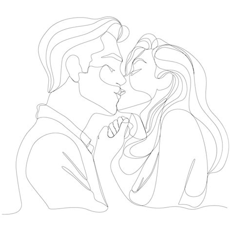 Premium Vector Young Couple One Continuous Single Line Drawing Vector