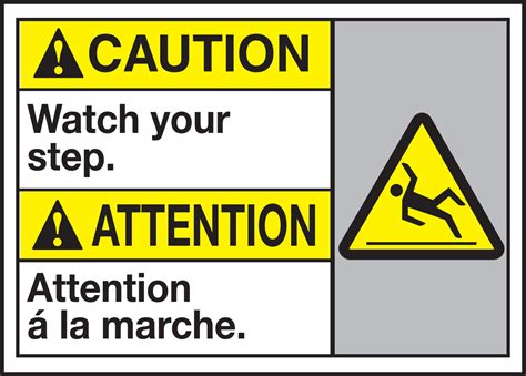 Watch Your Step Bilingual Ansi Caution Safety Sign Mafc661