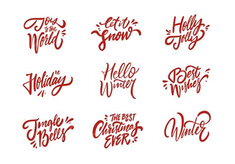 Premium Vector Merry Christmas Phrase Set Red Color Sign Vector Art