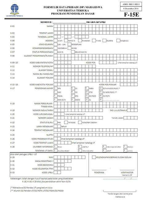 Detail Contoh Pengisian Formulir Ut Koleksi Nomer