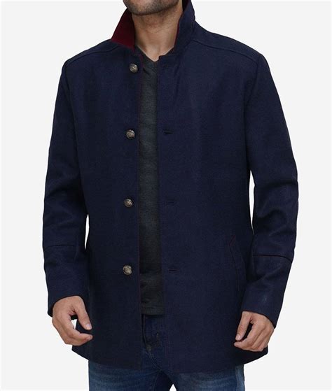 Buy Mens Navy Blue Wool Car Coat Stylish Winter Outfit