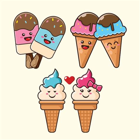 Dibujos De Helados Lindo Helado Dibujos Animados Sobre Fondo Blanco