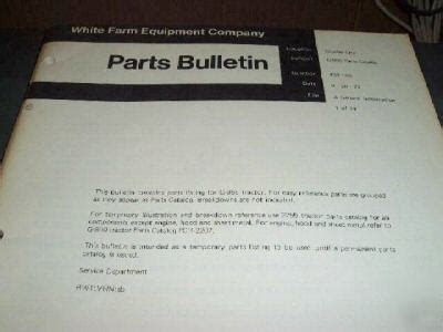 White parts list for G955 tractors