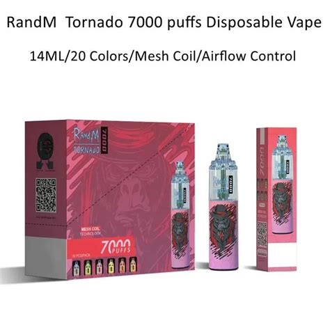 Randm Tornado 7000 Puffs Disposable Vape Pen 50mg Flashing Rgb Led