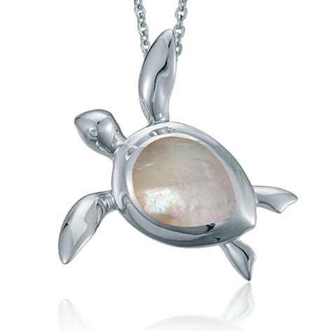 Sterling Silver Mother Of Pearl Hilo Sea Turtle Pendant Island By Koa Nani