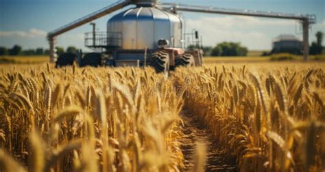 Crop Farming Farming Farm Grain Grain Field with Silos Stock Photo ...