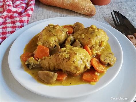 Muslos De Pollo En Salsa Con Verduras Caceroladas