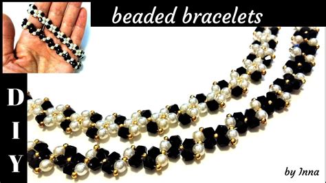 Elegant White And Black Bracelets Diy Beaded Bracelets Youtube