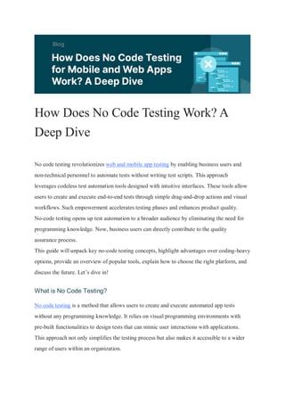 How Does No Code Testing Work Pdf