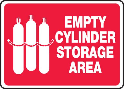 Safety Sign Empty Cylinder Storage Area 10 X 14 Each