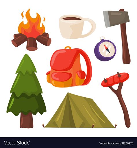 Camping Set Royalty Free Vector Image Vectorstock