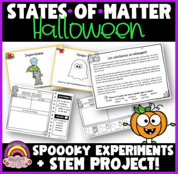 FRENCH Halloween States Of Matter Experiments STEM TPT