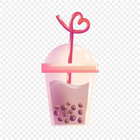 Milk Tea Cup Png Image A Cup Of Fragrant Milk Tea Illustration Milk Tea Red Creative Straw