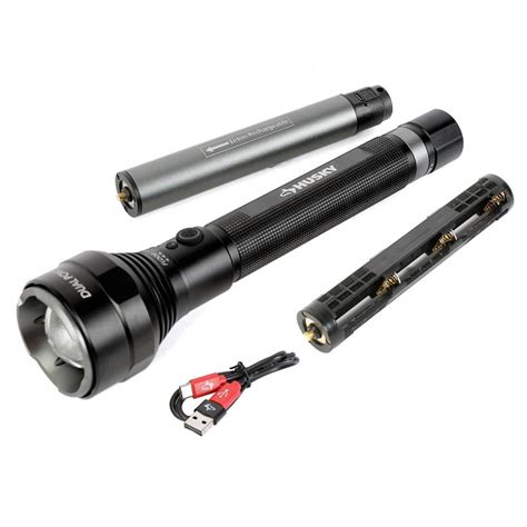 Husky Lumens Dual Power Focusing Aluminum Rechargeable Flashlight