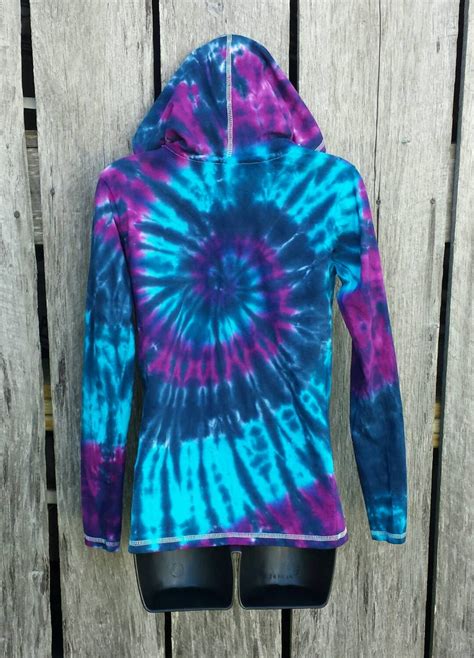 Adult Tie Dye Long Sleeve T Shirt Hoodie Purple Blue Spiral Etsy