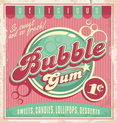 Vintage Poster Template For Bubble Gum Stock Vector Illustration Of