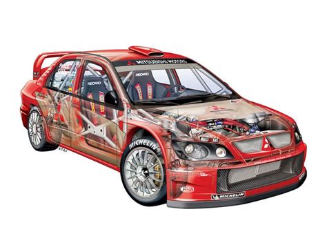 Mitsubishi Lancer Wrc Cutaway Drawing In High Quality