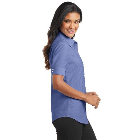 Port Authority L659 Ladies Short Sleeve Superpro Oxford Shirt Navy Full Source