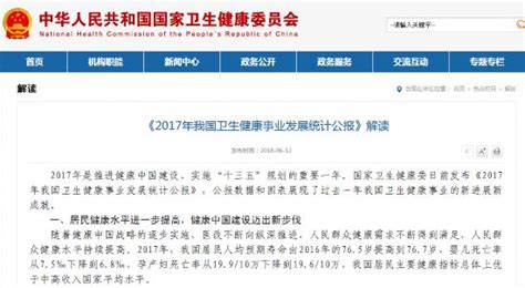 2017年我国卫生健康事业发展怎样？权威报告出来啦！ 健康·生活 人民网