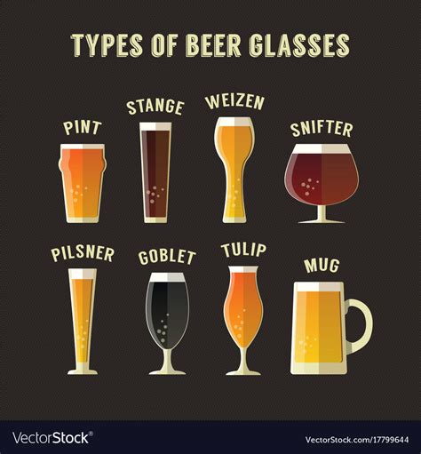 Types of beer glasses Royalty Free Vector Image