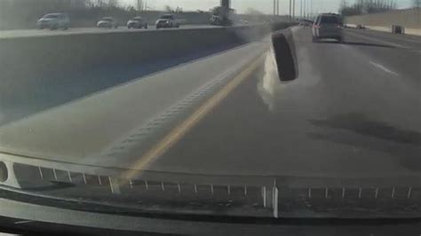 Terrifying Dash Cam Video Shows Moment Flying Tire Smashes Car Good