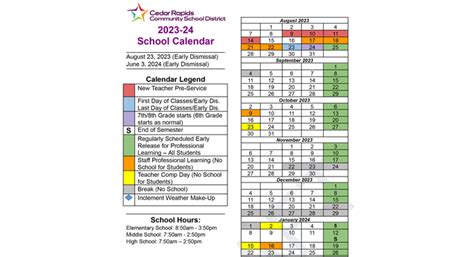 Final Calendar For School Year Approved Cedar Rapids Csdcedar