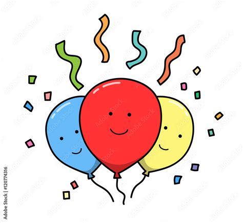 Celebration Party Balloons Cartoon. A hand drawn vector illustration of ...