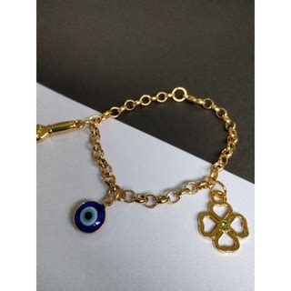 Pulseira Dourada Folhada Olho Grego Shopee Brasil