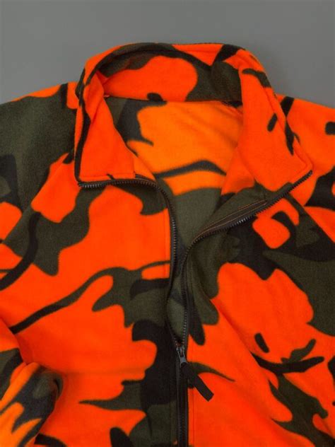 Bright Neon Orange Camo Fleece Zip Up Jacket Boardwalk Vintage