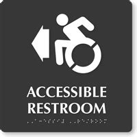 Accessible Restroom With Arrow TactileTouch Braille Sign SKU SB 1051