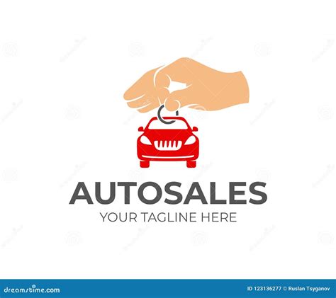 Sale Of Cars Hand Holds Key Chain With Machine Logo Design